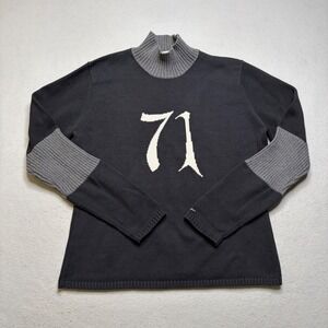 Nike Sweater Kids L Black 71 Graphic Mock Neck Vintage Cotton Knit
